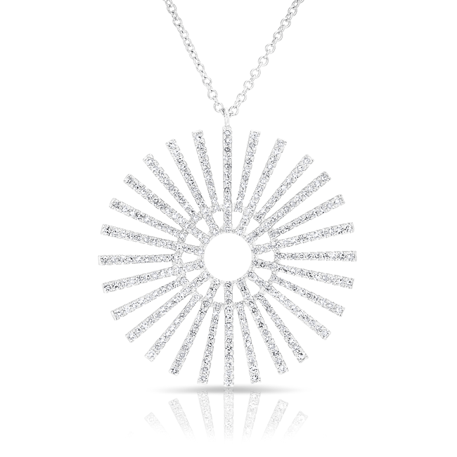 14KT White Gold Diamond Sun Rays Necklace