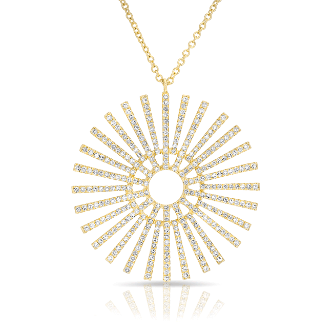 14KT Yellow Gold Diamond Sun Rays Necklace