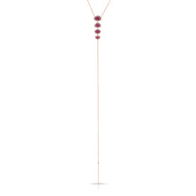 14KT Rose Gold Ruby Diamond Lariat Necklace
