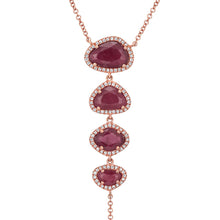 14KT Rose Gold Ruby Diamond Lariat Necklace