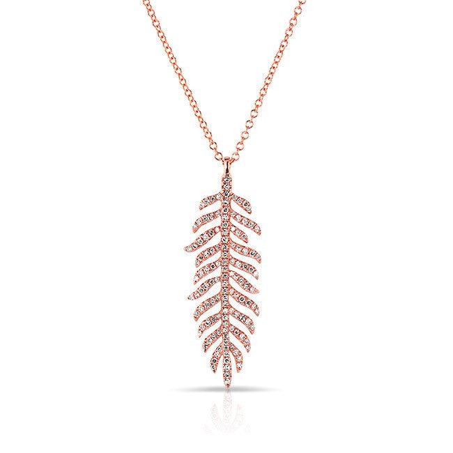 14KT Rose Gold Diamond Palm Necklace