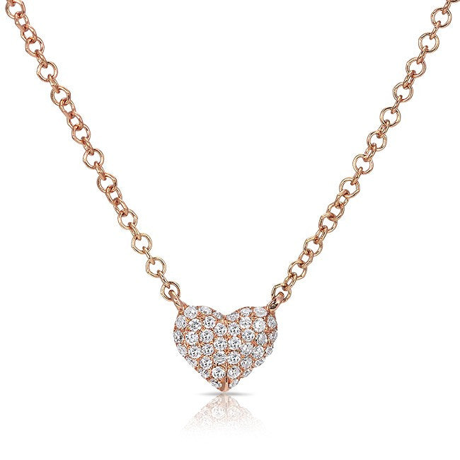 14KT Rose Gold Diamond Mini Heart Necklace
