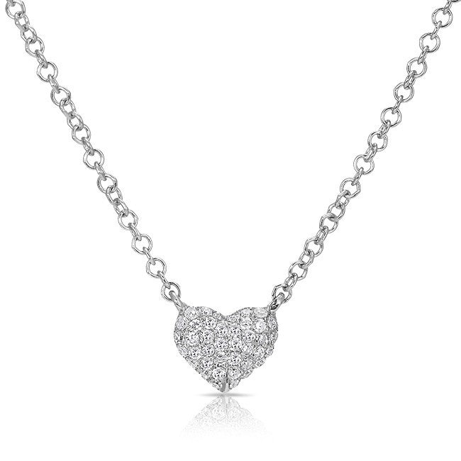 14KT White Gold Diamond Mini Heart Necklace