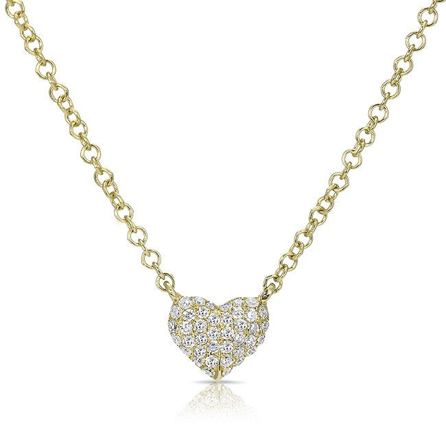 14KT Yellow Gold Diamond Mini Heart Necklace