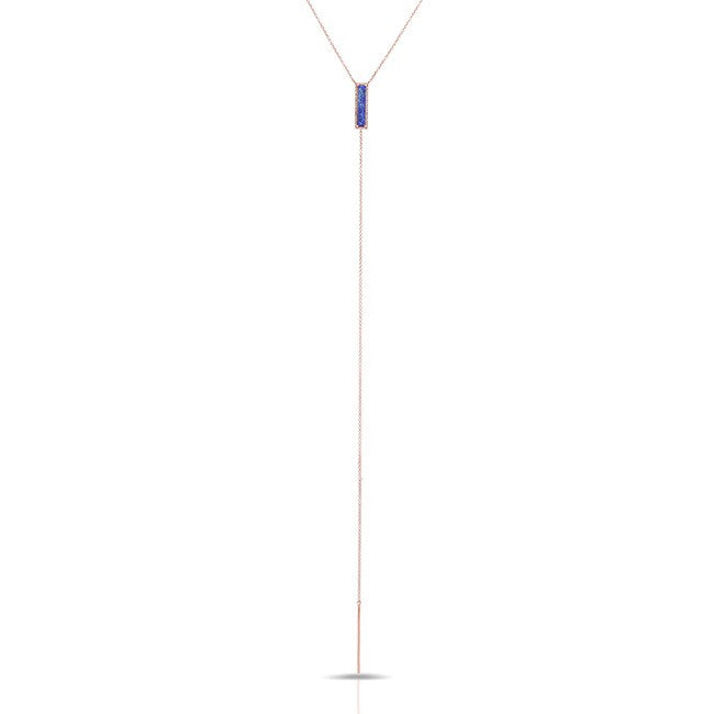 14KT Rose Gold Opal Diamond Brick Lariat Necklace