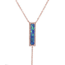 14KT Rose Gold Opal Diamond Brick Lariat Necklace