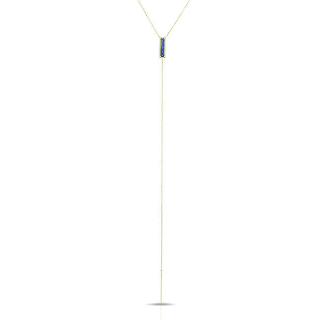 14KT Yellow Gold Opal Diamond Brick Lariat Necklace