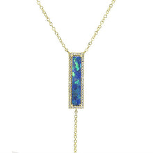 14KT Yellow Gold Opal Diamond Brick Lariat Necklace