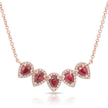 14KT Rose Gold Ruby Diamond Crown Necklace