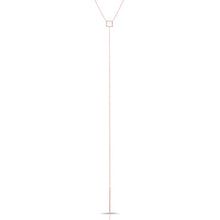 14KT Rose Gold Open Square Diamond Lariat Necklace