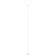 14KT Yellow Gold Open Square Diamond Lariat Necklace