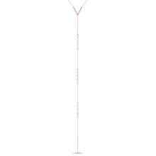 14KT Rose Gold Diamond V Lariat White Sapphire Drops Chain Necklace