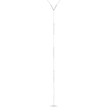 14KT White Gold Diamond V Lariat White Sapphire Drops Chain Necklace