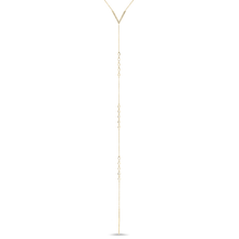 14KT Yellow Gold Diamond V Lariat White Sapphire Drops Chain Necklace