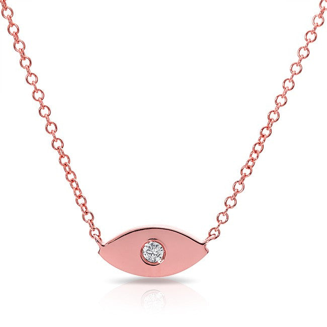 14KT Rose Gold Diamond Evil Eye Necklace