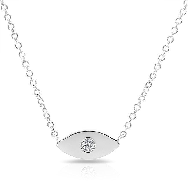 14KT White Gold Diamond Evil Eye Necklace