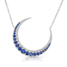 14KT White Gold Sapphire Lunar Diamond Necklace