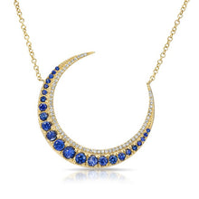 14KT Yellow Gold Sapphire Lunar Diamond Necklace