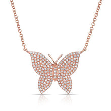14KT Rose Gold Pave Diamond Butterfly Necklace
