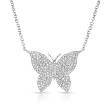 14KT White Gold Pave Diamond Butterfly Necklace