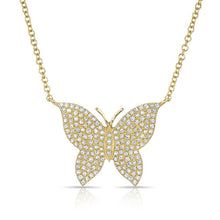14KT Yellow Gold Pave Diamond Butterfly Necklace