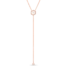 14KT Rose Gold Moonstone Diamond Hexagon Flirt Lariat Necklace