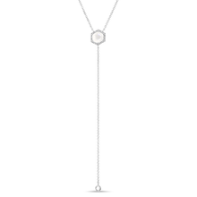 14KT White Gold Moonstone Diamond Hexagon Flirt Lariat Necklace