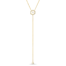 14KT Yellow Gold Moonstone Diamond Hexagon Flirt Lariat Necklace