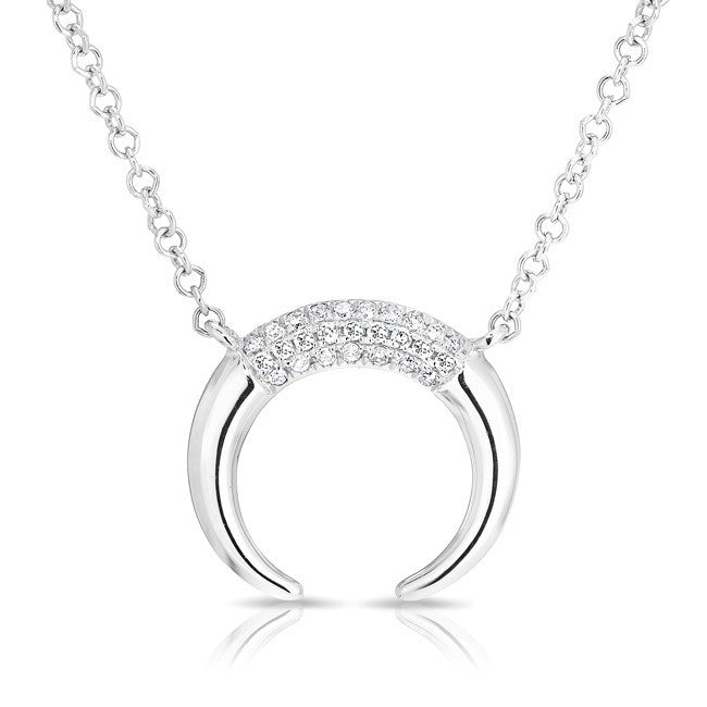 14KT White Gold Diamond Mini Taureau Necklace