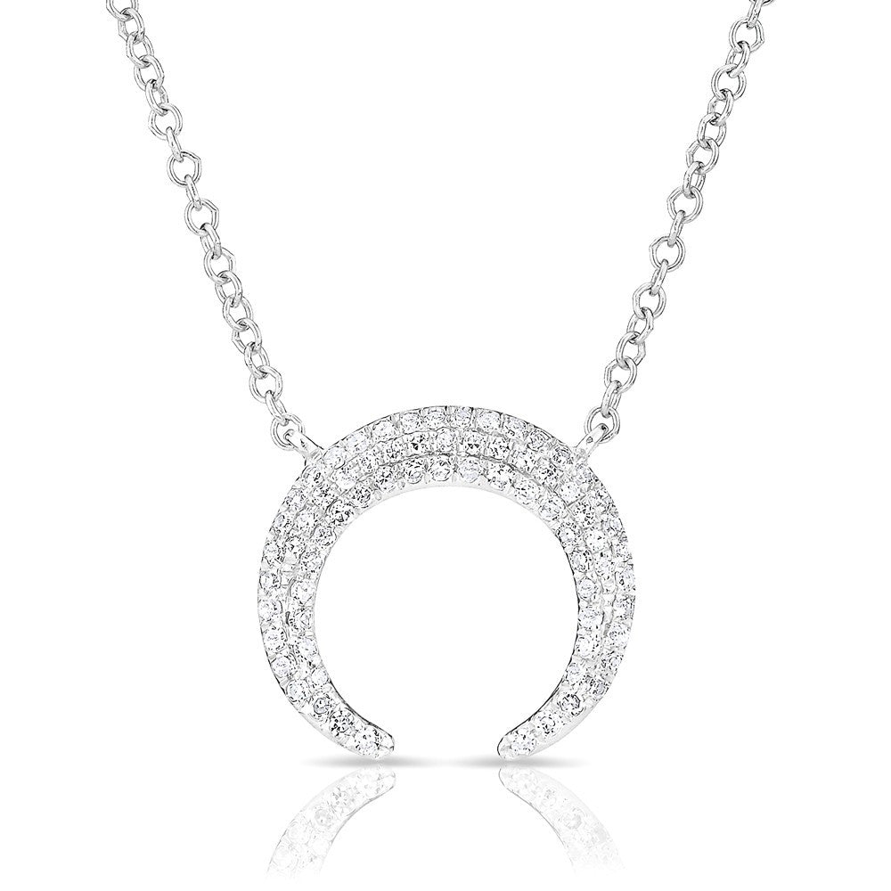 14KT White Gold Diamond Mini Lunar Necklace