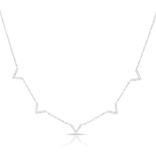 14KT White Gold Diamond 5 Mini Chevrons Necklace