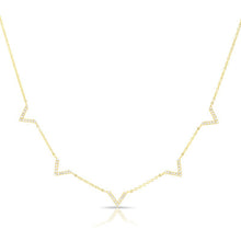 14KT Yellow Gold Diamond 5 Mini Chevrons Necklace
