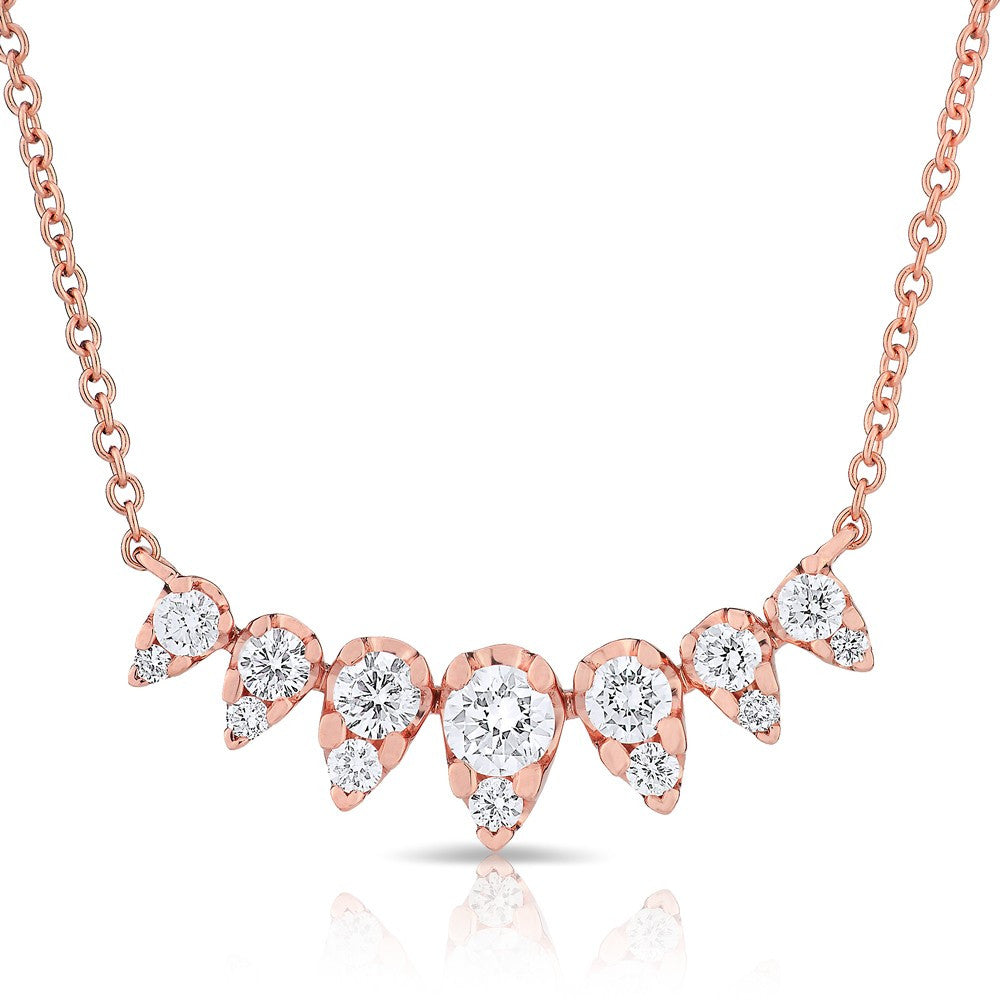 14KT Rose Gold Diamond Elizabeth Crown Necklace