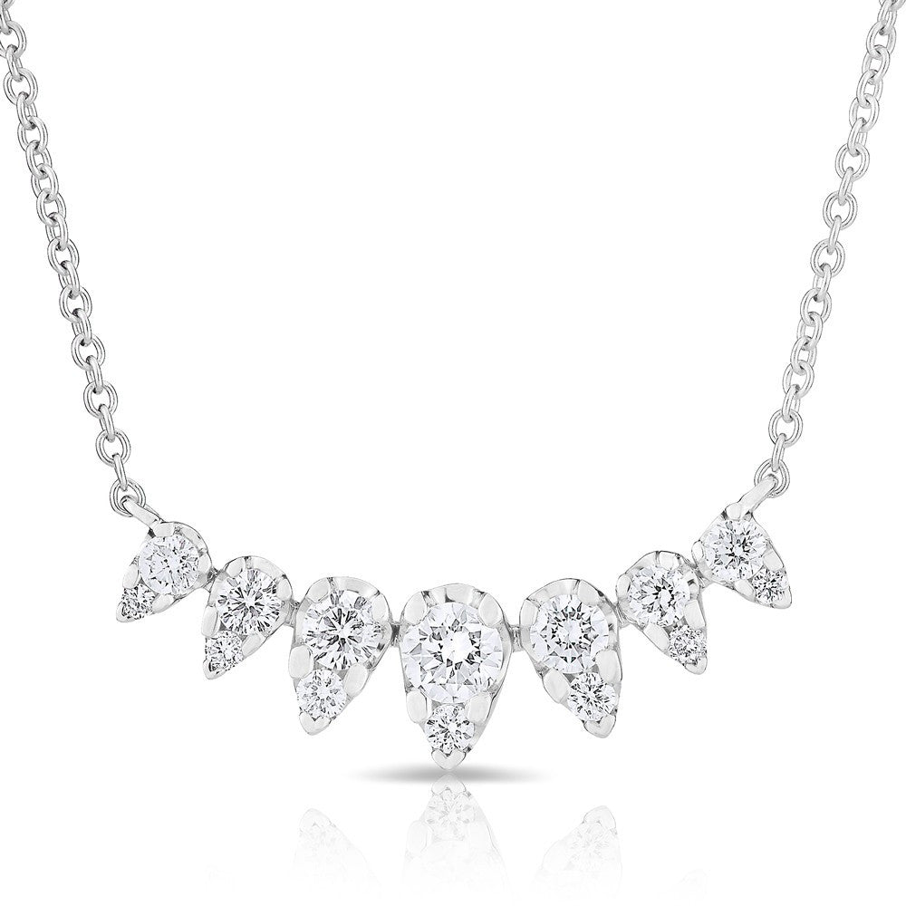 14KT White Gold Diamond Elizabeth Crown Necklace