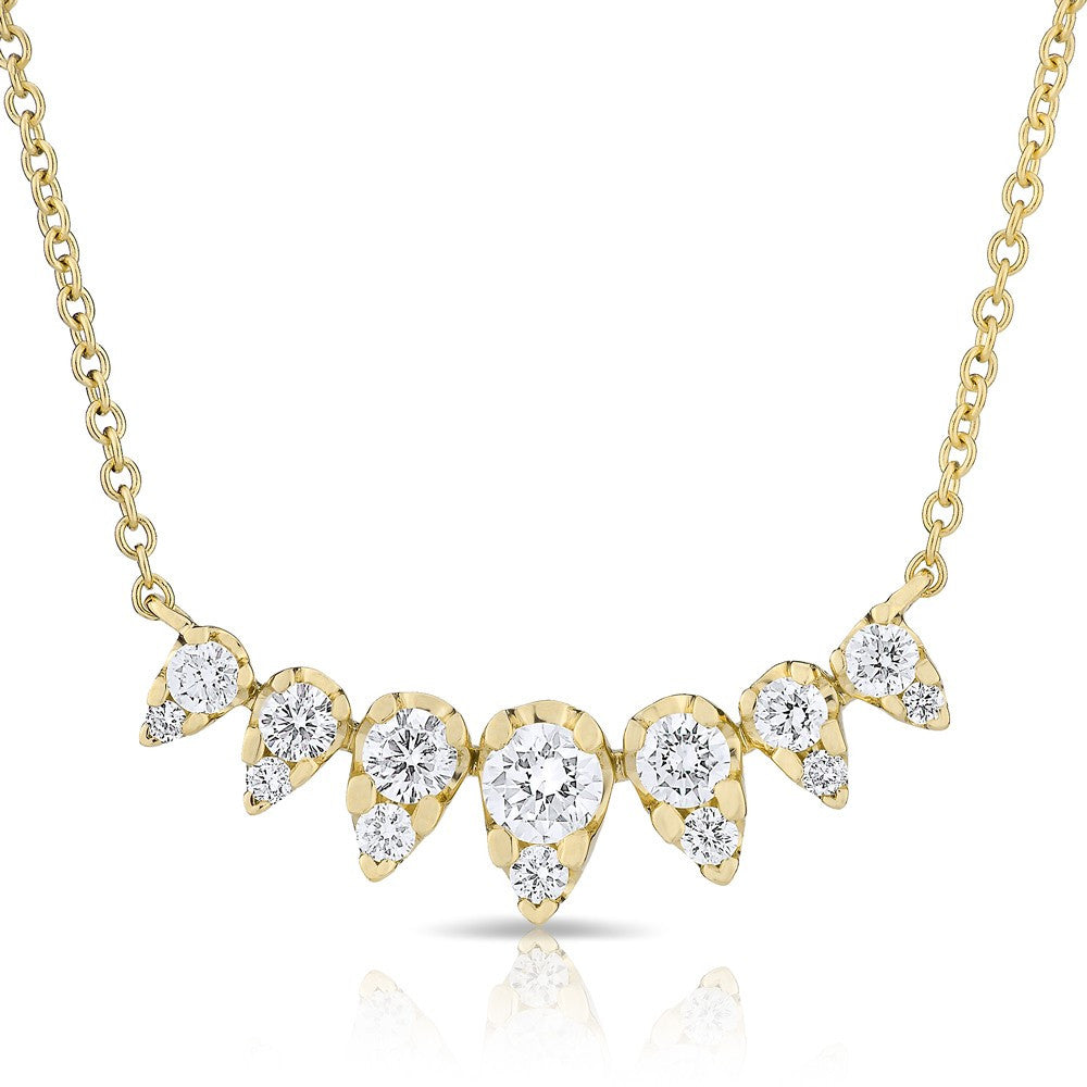 14KT Yellow Gold Diamond Elizabeth Crown Necklace