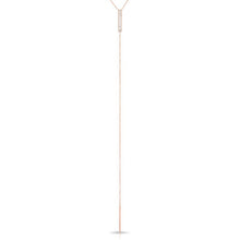 14KT Rose Gold Baguette Diamond Bar Lariat Necklace