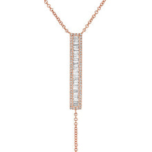 14KT Rose Gold Baguette Diamond Bar Lariat Necklace
