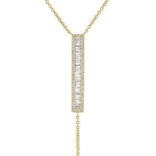 14KT Yellow Gold Baguette Diamond Bar Lariat Necklace
