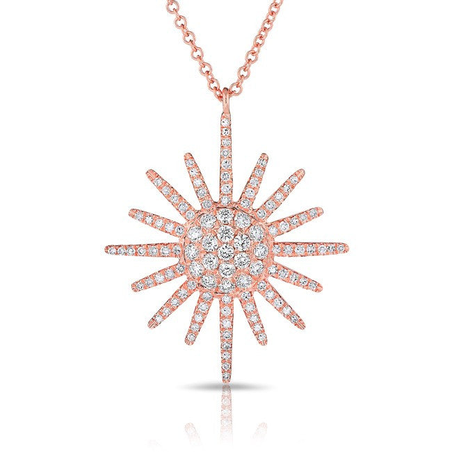 14KT Rose Gold Diamond Aurora Sun Necklace