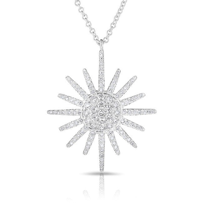 14KT White Gold Diamond Aurora Sun Necklace