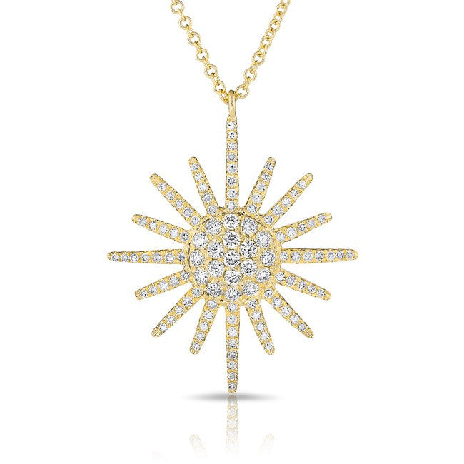 14KT Yellow Gold Diamond Aurora Sun Necklace