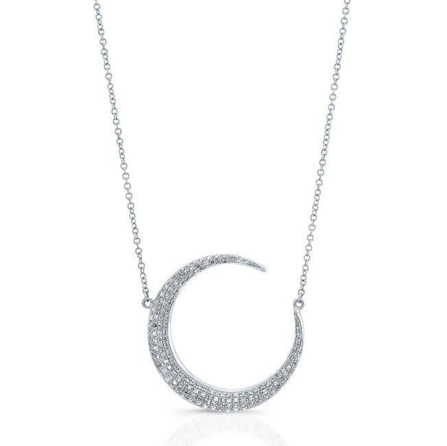 14KT White Gold Diamond Lunar Necklace