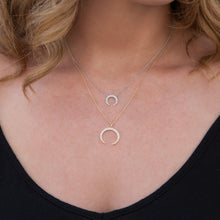 14KT Rose Gold Diamond Crescent Moon Necklace