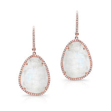 14KT Rose Gold Organic Moonstone Diamond Earrings