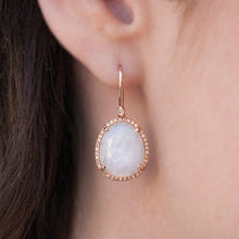 14KT Rose Gold Organic Moonstone Diamond Earrings