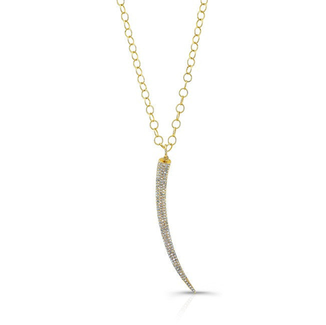 14KT Yellow Gold Diamond Horn Necklace