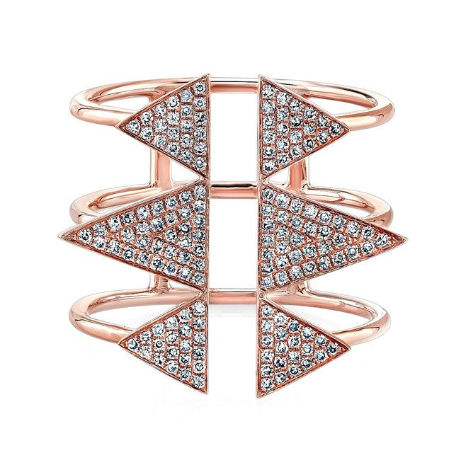 14KT Rose Gold Diamond Triple Spike Ring