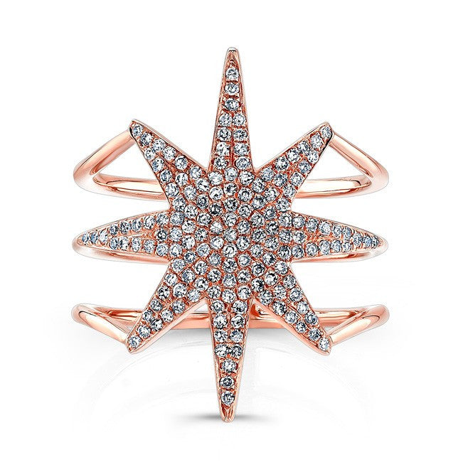 14KT Rose Gold Diamond Star Ring