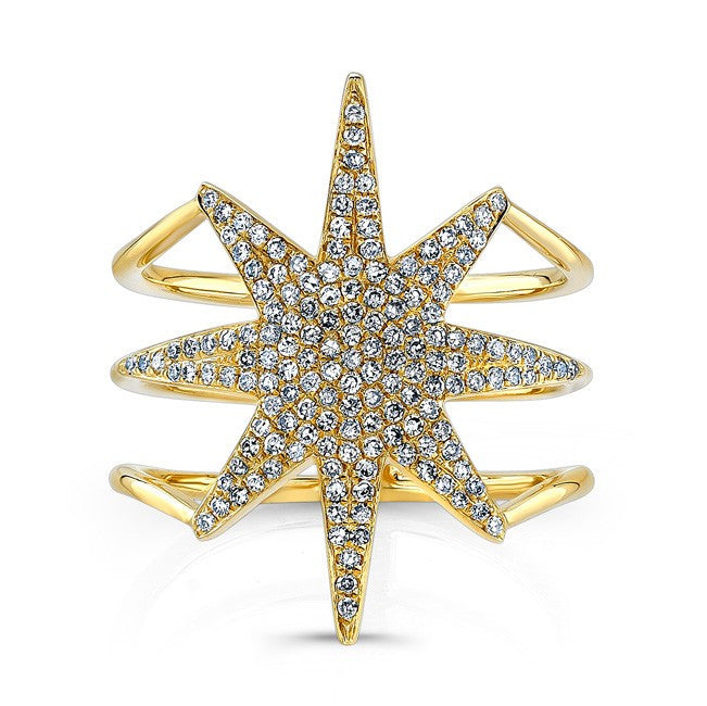 14KT Yellow Gold Diamond Star Ring