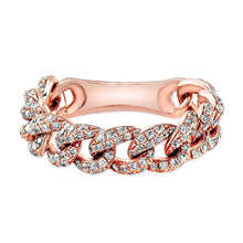14KT Rose Gold Diamond Thin Chain Link Ring